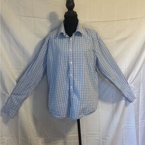 J Maverick Men's Blue Plaid Button-Up Shirt